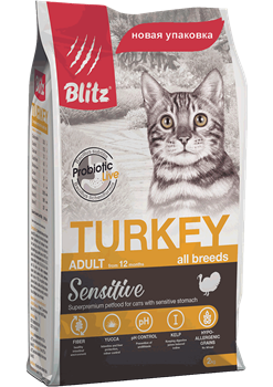 BLITZ Sensitive ADULT CATS TURKEY  корм для кошек с Индейкой - фото 21773