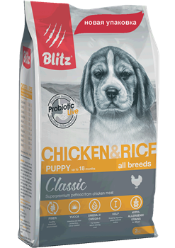 BLITZ Classic PUPPI Chicken &Rice корм для щенков - фото 21796