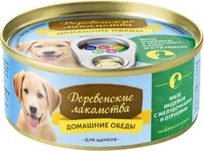 Деревенские лакомства Консервы для собак "Филе индейки с желудочками и отрубями"  0,1кг - фото 26019