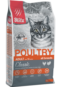 БЛИТЦ корм д/кошек с Домашней птицей ADULT CATS POULTRY - фото 27960