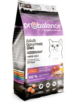 ProBalance Gourmet Diet корм сухой д/кош. с говядиной и ягненком - фото 35989