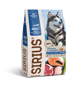 SIRIUS Корм для собак с повышенной активностью, 3 мяса с овощами - фото 37042