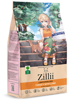 ZILLII Light/Sterilized Cat Сухой корм для взрослых кошек с избыточным весом и стерилизованных  Индейка с Ягнёнком - фото 40291