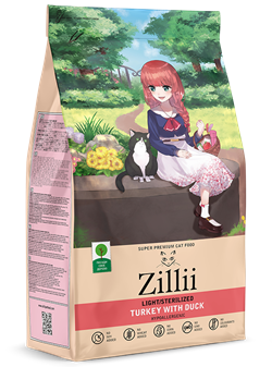ZILLII Light/Sterilized Cat Сухой корм для взрослых кошек с избыточным весом и стерилизованных Индейка с Уткой - фото 40295
