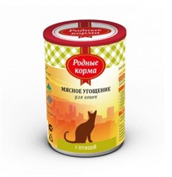 РОДНЫЕ КОРМА 340 г мясное угощение консервы с птицей для кошек - фото 42632