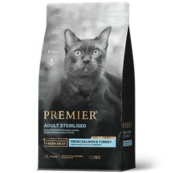 PREMIER STERILISED Salmon&Turkey Для взрослых стерилизованных кошек и кастрированных котов от 1 года, с лососем и индейкой - фото 43070