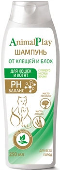 Энимал Плэй Шампунь д/кошек и котят от клещей и блох 250мл - фото 57542