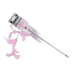 HOMECAT SILVER SERIES 42 см дразнилка для кошек удочка из перьев розовая - фото 58001