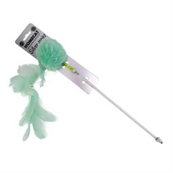 HOMECAT SILVER SERIES 42 см дразнилка для кошек помпон с перьями мятная - фото 58003