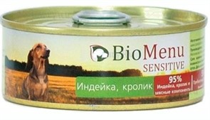 Био Меню  Сенситив консервы д/собак Индейка/Кролик