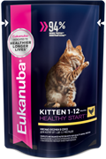 Eukanuba Cat паучи корм для котят с курицей в соусе 85 г