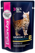 Eukanuba Cat паучи корм для кошек старше 7 лет с курицей в соусе 85 г