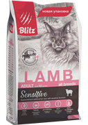 BLITZ Sensitive ADULT CATS LAMB корм для кошек с Ягнёнком