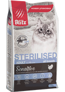 BLITZ  Sensitive STERILISED CATS корм для стерилизованных кошек с индейкой