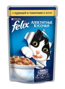 ФЕЛИКС корм для кошек кусочки в желе курица/томаты пакетик 75г