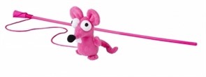 Rogz Игрушка-дразнилка для кошек: плюшевая мышка с кошачьей мятой, розовая