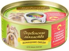 Деревенские лакомства Консервы для собак "Рубленая говядина с языком и овощами"  0,1кг