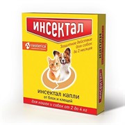 Инсектал капли от клещей и блох для кошек и собак 2-4кг 0,5мл