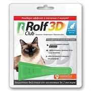 РОЛЬФ КЛУБ 3D Капли от клещей и блох для кошек до 4кг