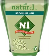 N1 Комкующийся древесный (гималайский кедр) наполнитель Naturel Зеленый чай