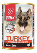 Blitz Sensitive «Индейка с печенью» консервированный корм для собак всех пород и возрастов