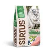 Сухой корм ТМ «SIRIUS» для взрослых кошек Индейка с черникой