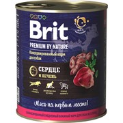 Brit Premium by Nature консервы с сердцем и печенью для собак