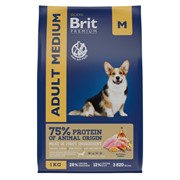 Brit сухой корм премиум класса с курицей для взрослых собак средних пород (10–25 кг)