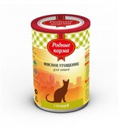 РОДНЫЕ КОРМА 340 г мясное угощение консервы с птицей для кошек