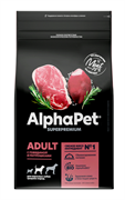 AlphaPet Superpremium для взрослых собак средних пород (с говядиной и потрошками)