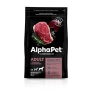 ALPHAPET SUPERPREMIUM сухой корм для взрослых собак крупных пород с говядиной и потрошками,