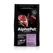 AlphaPet Superpremium сухой корм для взрослых собак средних пород с чувствительным пищеварением с бараниной и потрошками