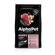 AlphaPet Superpremium сухой корм для щенков до 6 месяцев, беременных и кормящих собак крупных пород с говядиной и рубцом