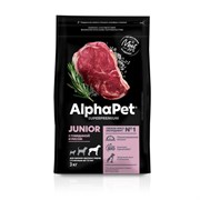 AlphaPet Superpremium сухой корм для щенков крупных пород с 6 месяцев до 1,5 лет с говядиной и рисом
