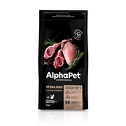 AlphaPet Superpremium сухой корм для взрослых стерилизованных кошек и котов с ягненком и индейкой