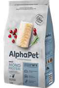 AlphaPet Superpremium MONOPROTEIN корм из белой рыбы для взрослых кошек
