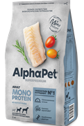 AlphaPet Superpremium MONOPROTEIN полнорационный корм из белой рыбы для взрослых собак средних и крупных пород