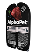 AlphaPet Superpremium 100гр ламистер влажный корм  оленина и северные ягоды мясные кусочки в соусе для взрослых собак