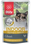 Blitz Classic «Курица с тыквой» нежные кусочки в соусе – влажный корм для котов и кошек склонных к лишнему весу и для кастрированных животных 85гр