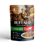MR.BUFFALO ВЛАЖНЫЙ КОРМ ДЛЯ СТЕРИЛИЗОВАННЫХ КОШЕК «ГОВЯДИНА» В СОУСЕ 85гр
