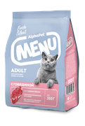 AlphaPet MENU Сухой полнорационный корм с говядиной для взрослых кошек и котов