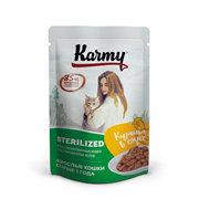 *KARMY влажный корм для кошек и котов  от 1 года, для стерилизованных и кастрированных курица в соусе  80г