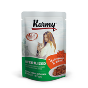 *KARMY влажный корм для кошек и котов  от 1 года, для стерилизованных и кастрированных телятина в желе  80г