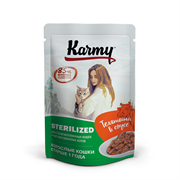 *KARMY влажный корм для кошек и котов  от 1 года, для стерилизованных и кастрированных телятина в соусе  80г