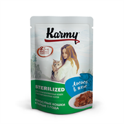 *KARMY влажный корм для кошек и котов  от 1 года, для стерилизованных и кастрированных лосось в желе  80г