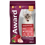 Сухой корм AWARD Indoor Big cats для взрослых домашних кошек крупных пород с говядиной и курицей с добавлением брокколи и юкки Шидигера