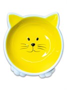 Миска Mr.Kranch керамическая для кошек Мордочка кошки на ножках 100 мл желтая