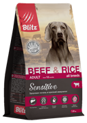 Blitz Sensitive ADULT BEEF&RICE говядина и рис сухой корм для взрослых собак всех пород