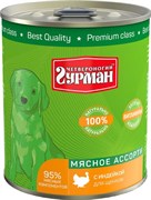 Четвероногий Гурман 42481 кон.д/щенков Мясное ассорти с Индейкой 340г
