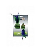 Игрушка для кошек Мышка и мячик с перьями 5+4см пушистые в полоску (Cat toy mouse 5 cm and ball 4 cm with feather on card) 240050